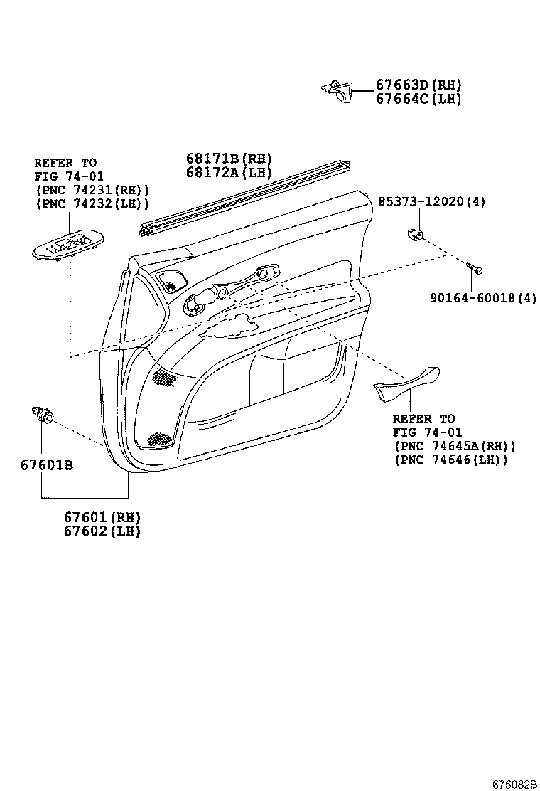 68101-12B31 GLASS SUB-ASSY, FRONT DOOR, RH product image