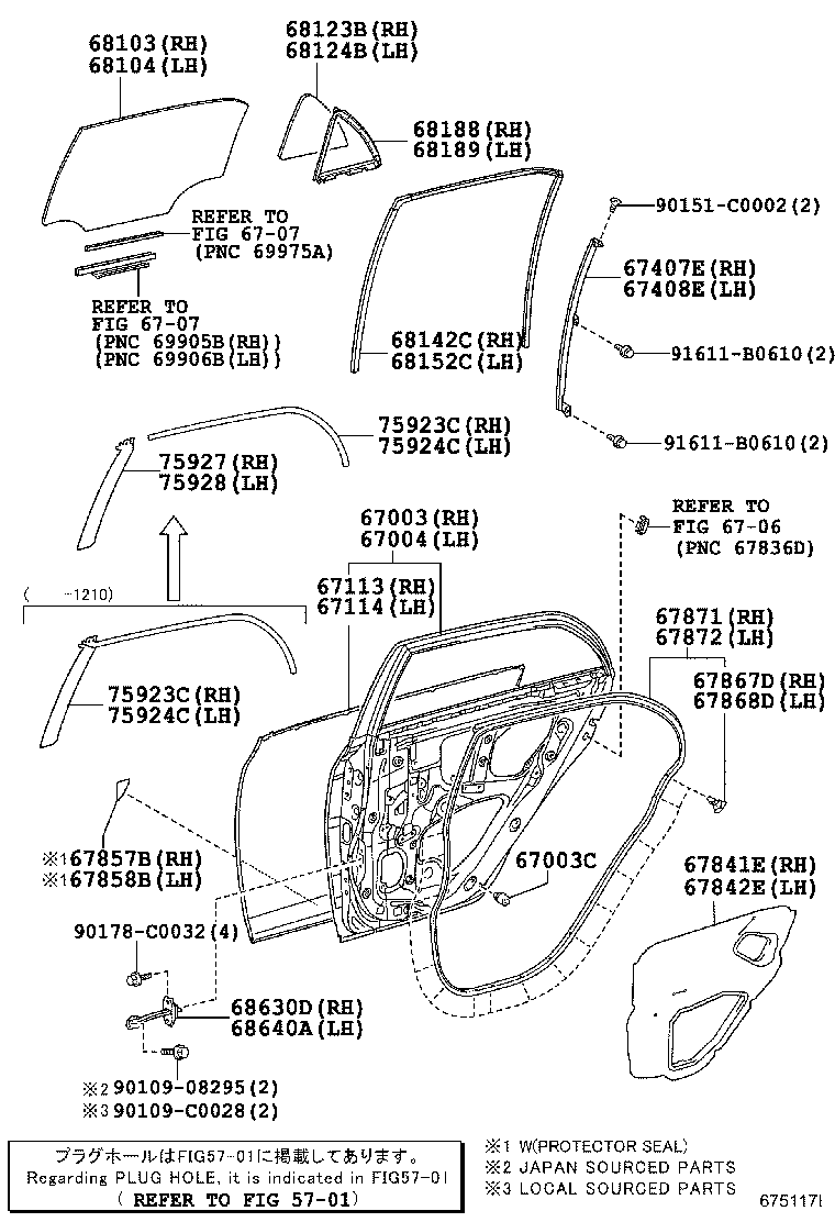 67113-02130 PANEL, REAR DOOR, OUTER RH product image