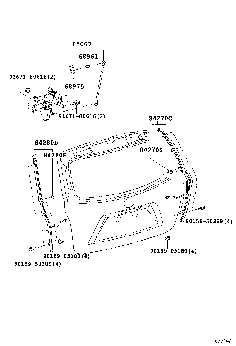68950-49239 STAY ASSY, BACK DOOR, RH product image