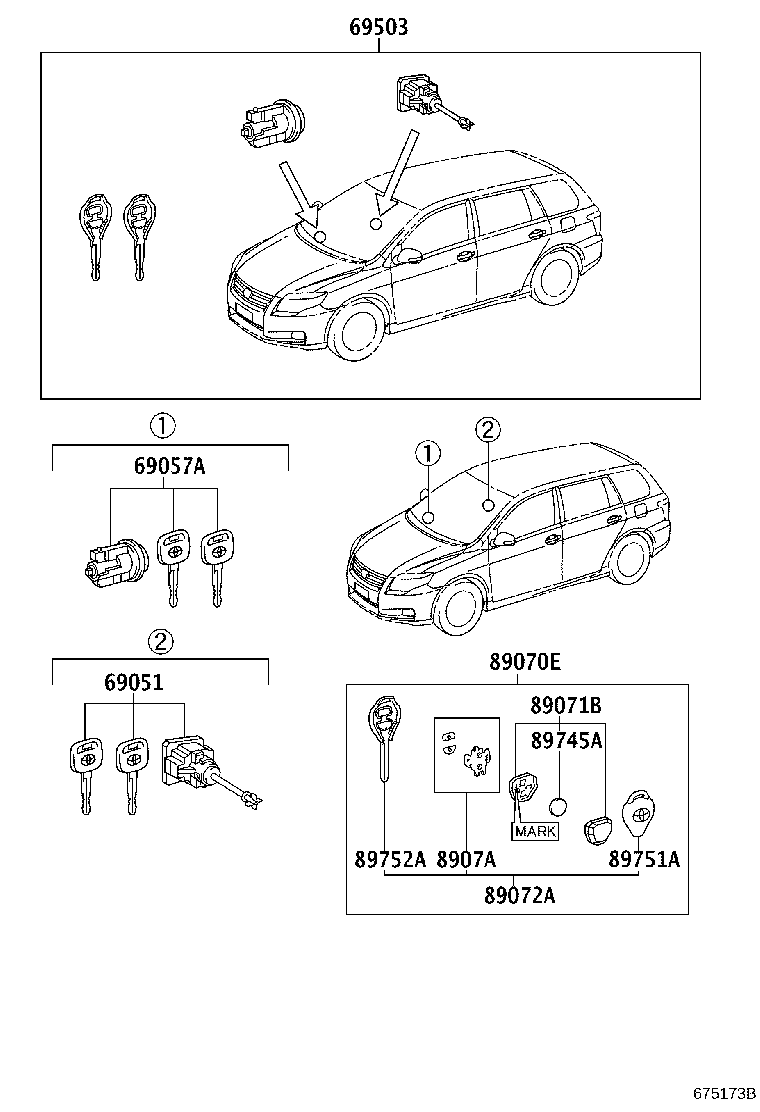 69005-12E60 CYLINDER SET, LOCK product image