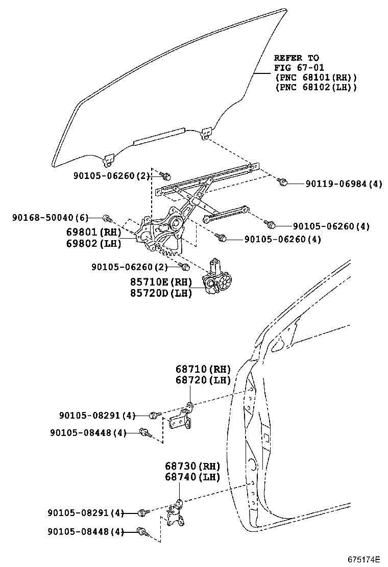 Toyota 69802-52070 REGULATOR SUB-ASSY, FRONT DOOR WINDOW, LH
