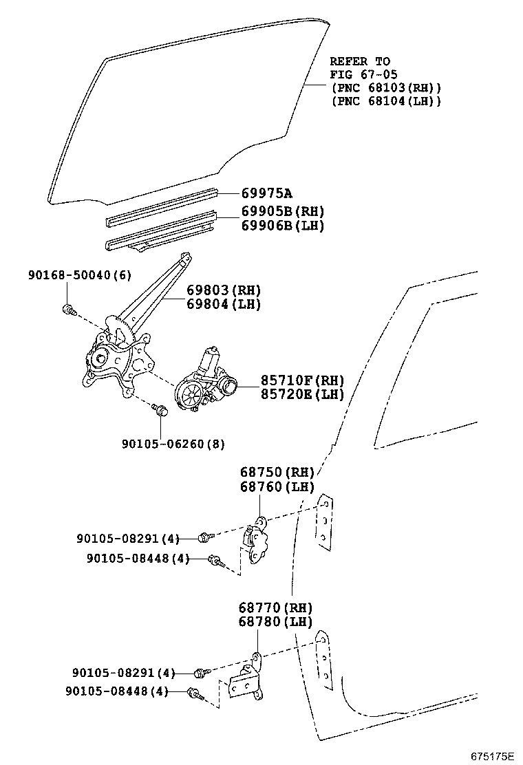 Toyota 69803-42040 REGULATOR SUB-ASSY, REAR DOOR WINDOW, RH