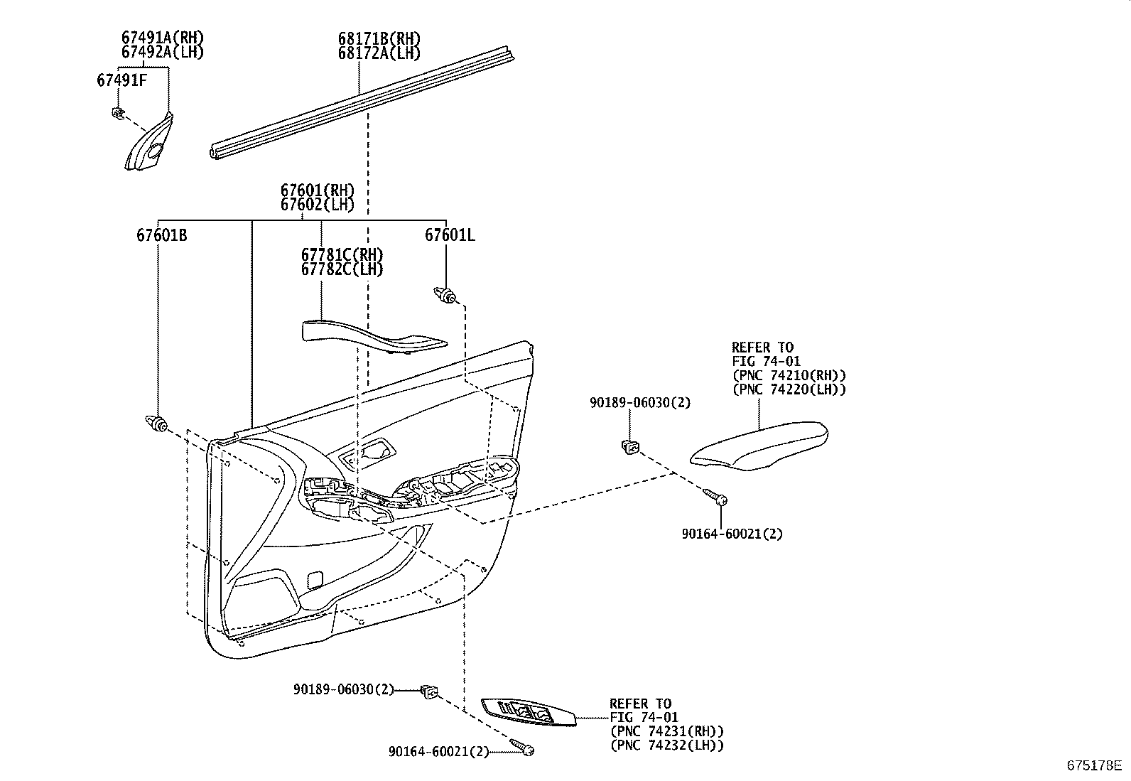 67404-20140 FRAME SUB-ASSY, FRONT DOOR, REAR LOWER LH product image