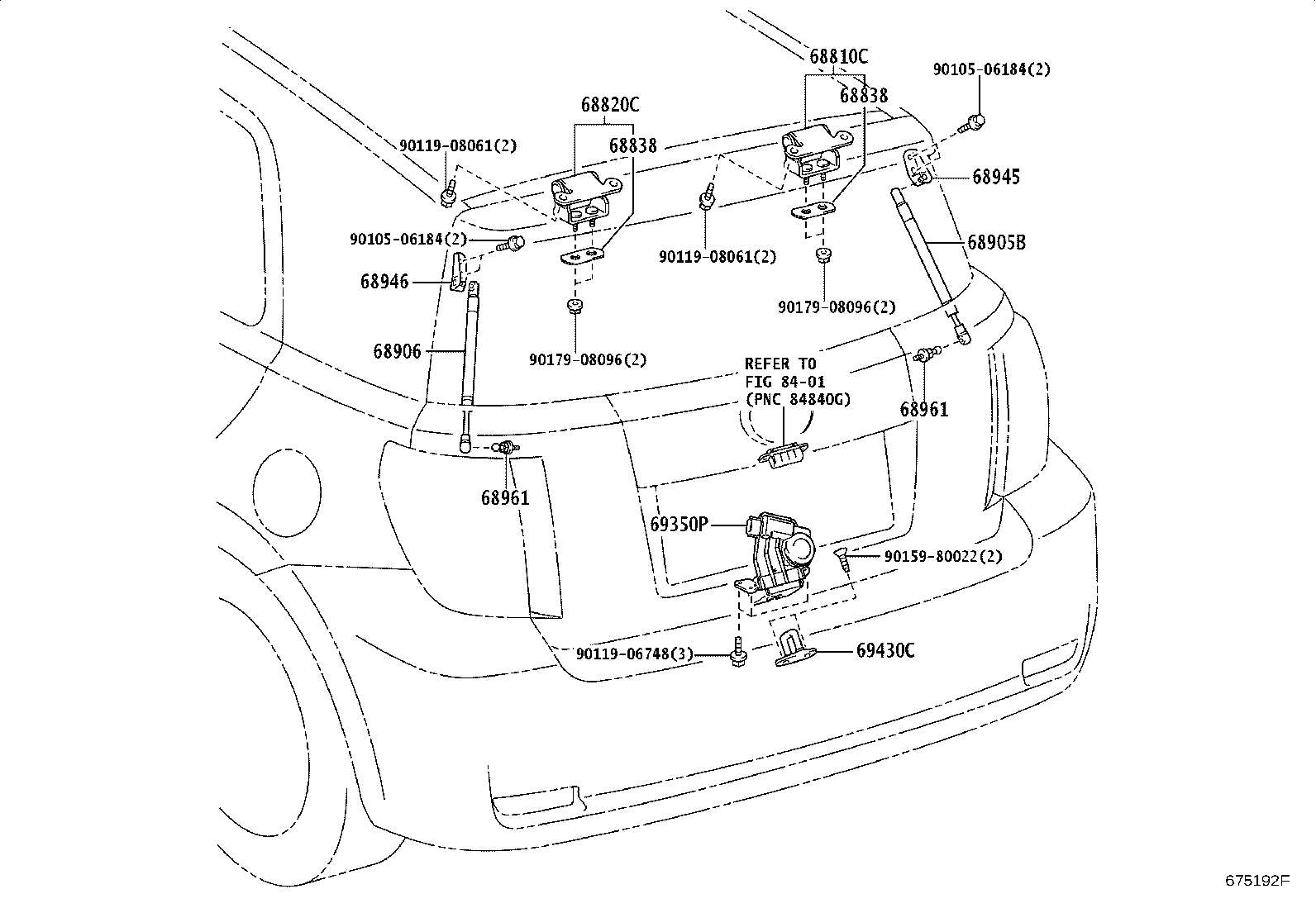 Toyota 68810-21050 HINGE ASSY, BACK DOOR, RH