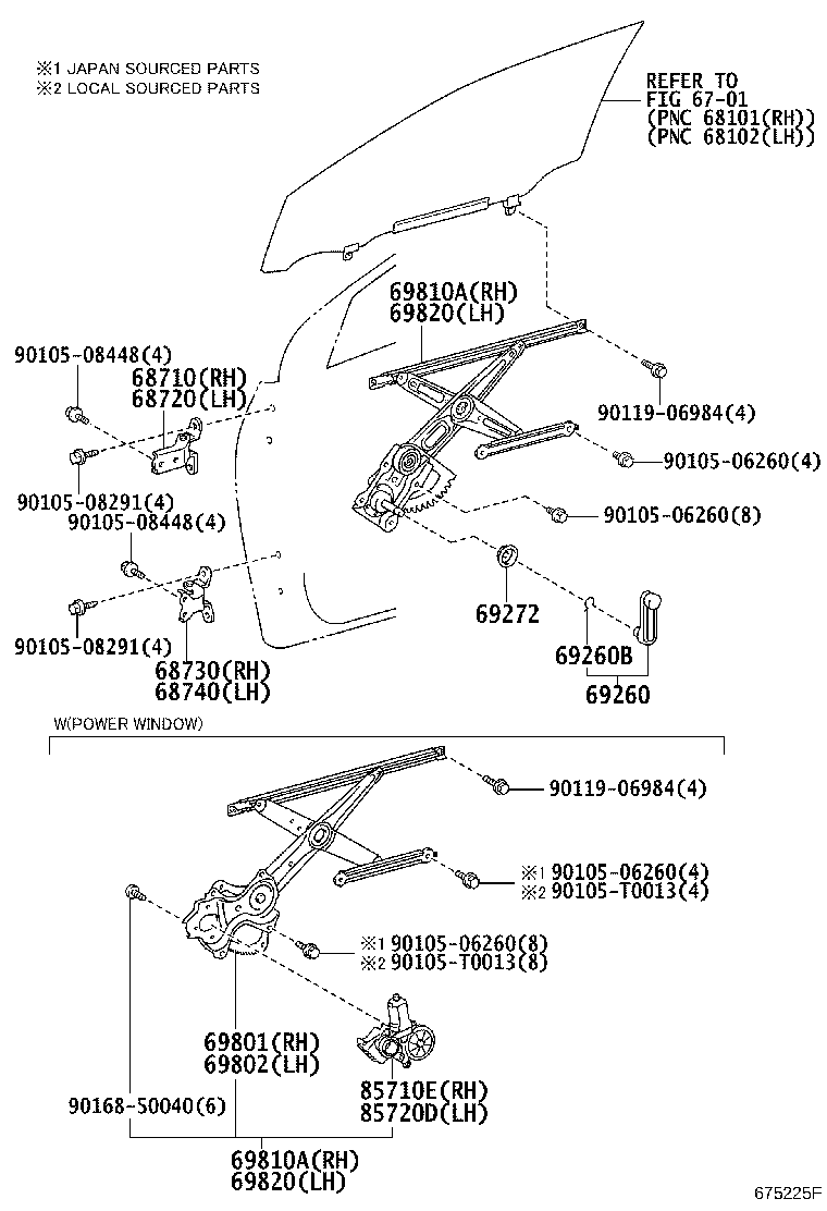 69820-02280 REGULATOR ASSY, FRONT DOOR WINDOW, LH product image