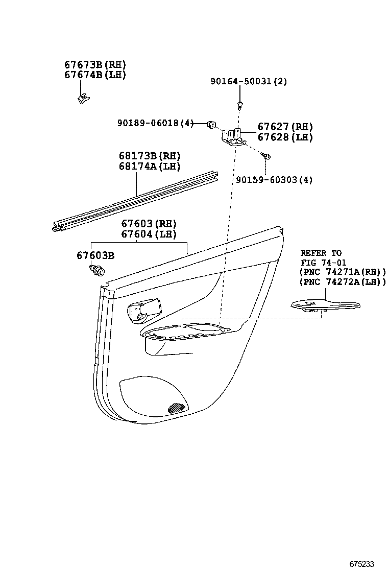 67871-02150 WEATHERSTRIP, REAR DOOR, RH product image
