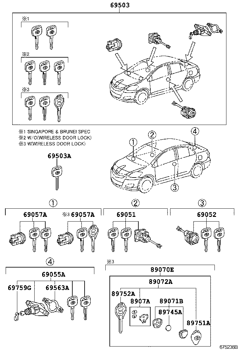 69005-0D240 CYLINDER SET, LOCK product image