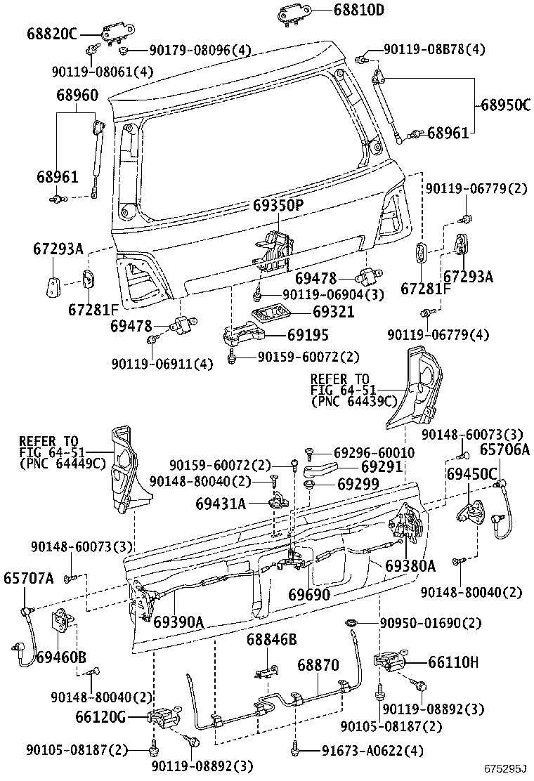 68801-60071 HINGE SUB-ASSY, BACK DOOR, RH product image
