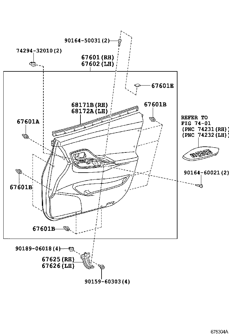 67404-72010 FRAME SUB-ASSY, FRONT DOOR, REAR LOWER LH product image