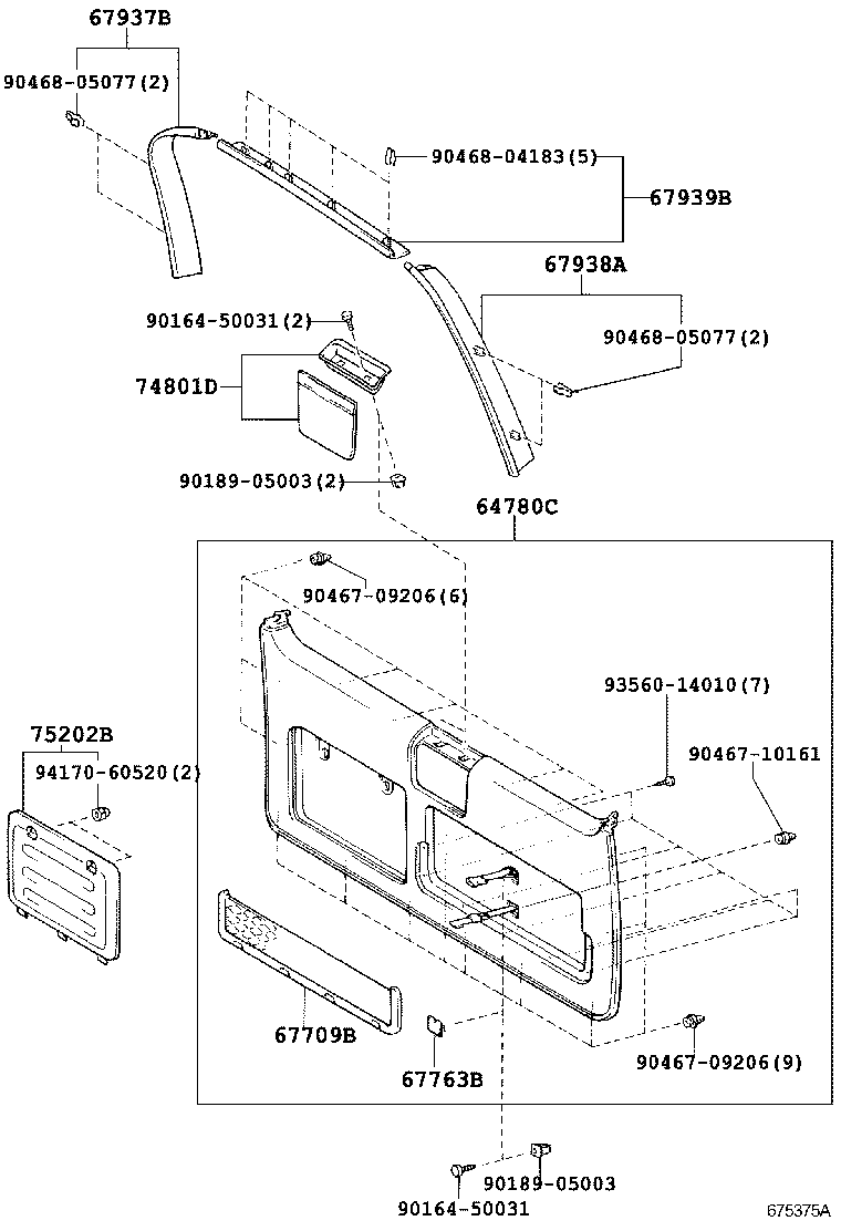 67005-6A780 PANEL SUB-ASSY, BACK DOOR product image