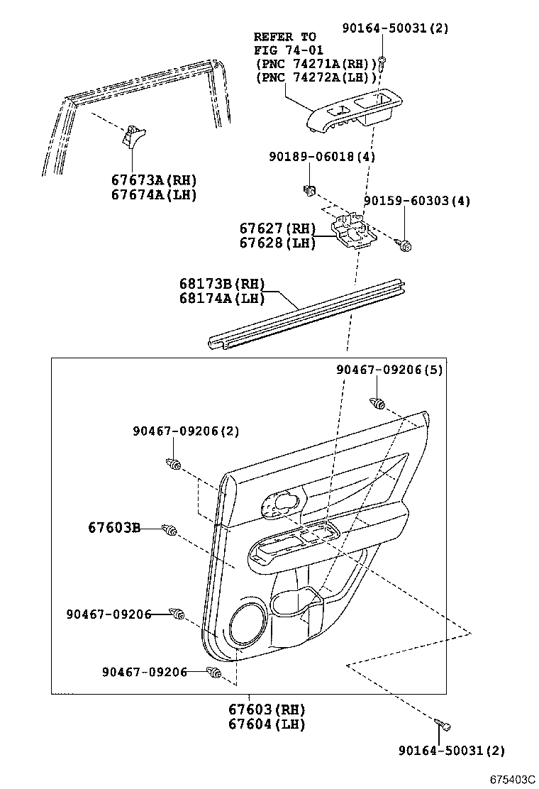 67871-12550 WEATHERSTRIP, REAR DOOR, RH product image