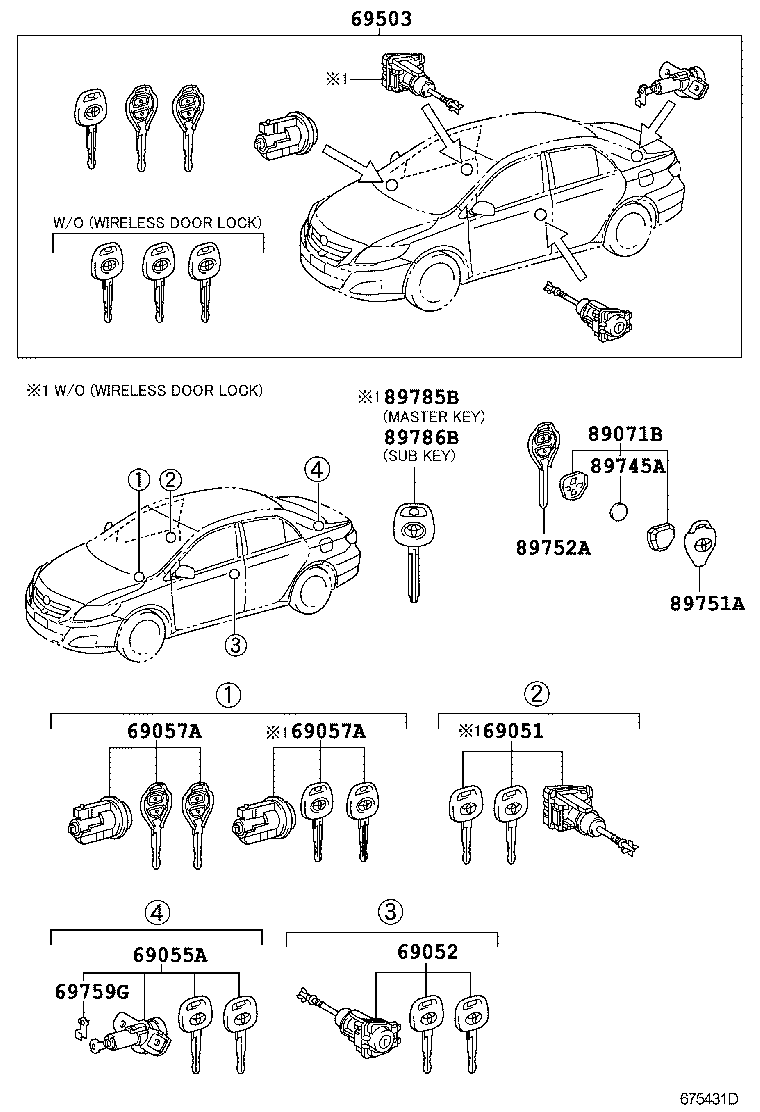 69005-12F20 CYLINDER SET, LOCK product image