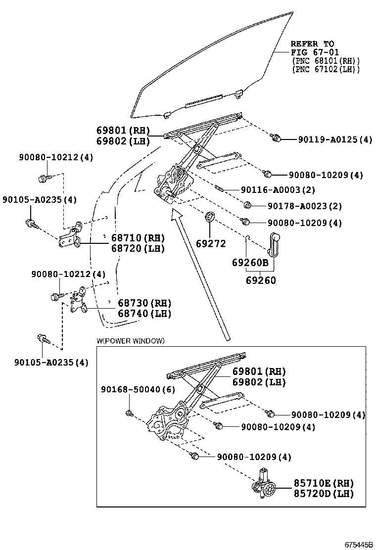 Toyota 69260-01020-B7 HANDLE ASSY, FRONT DOOR WINDOW REGULATOR