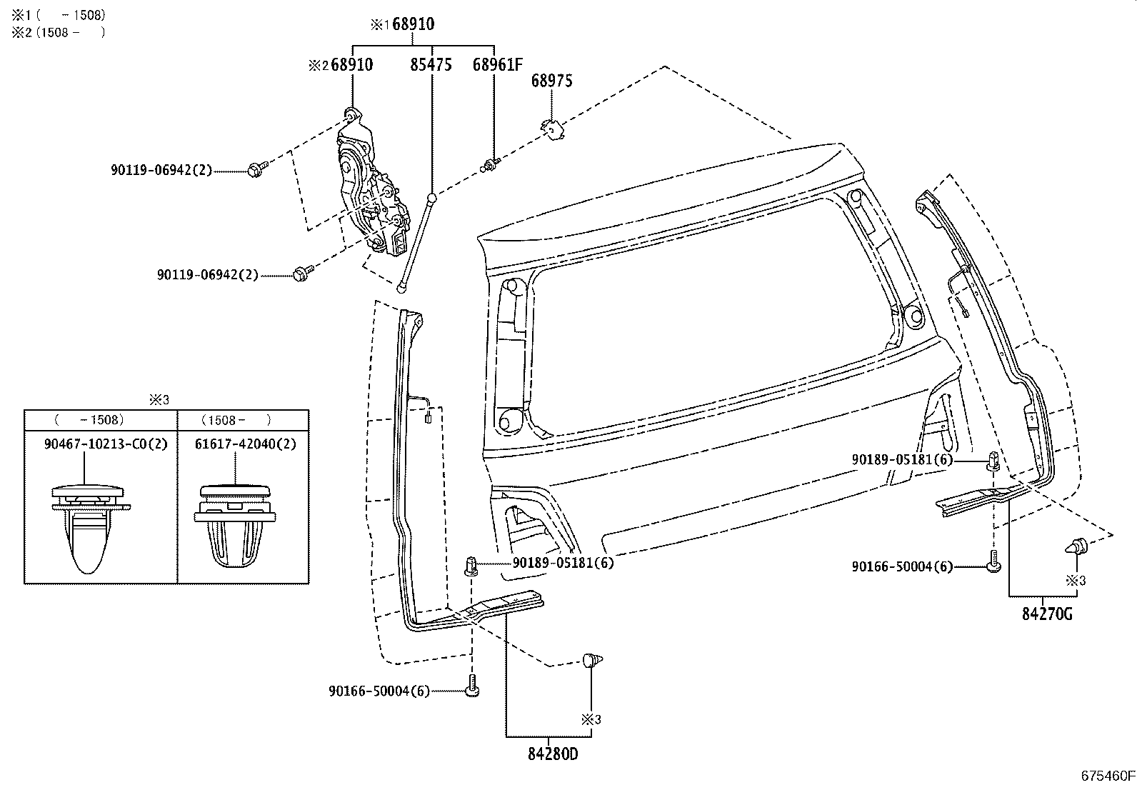 68801-60071 HINGE SUB-ASSY, BACK DOOR, RH product image