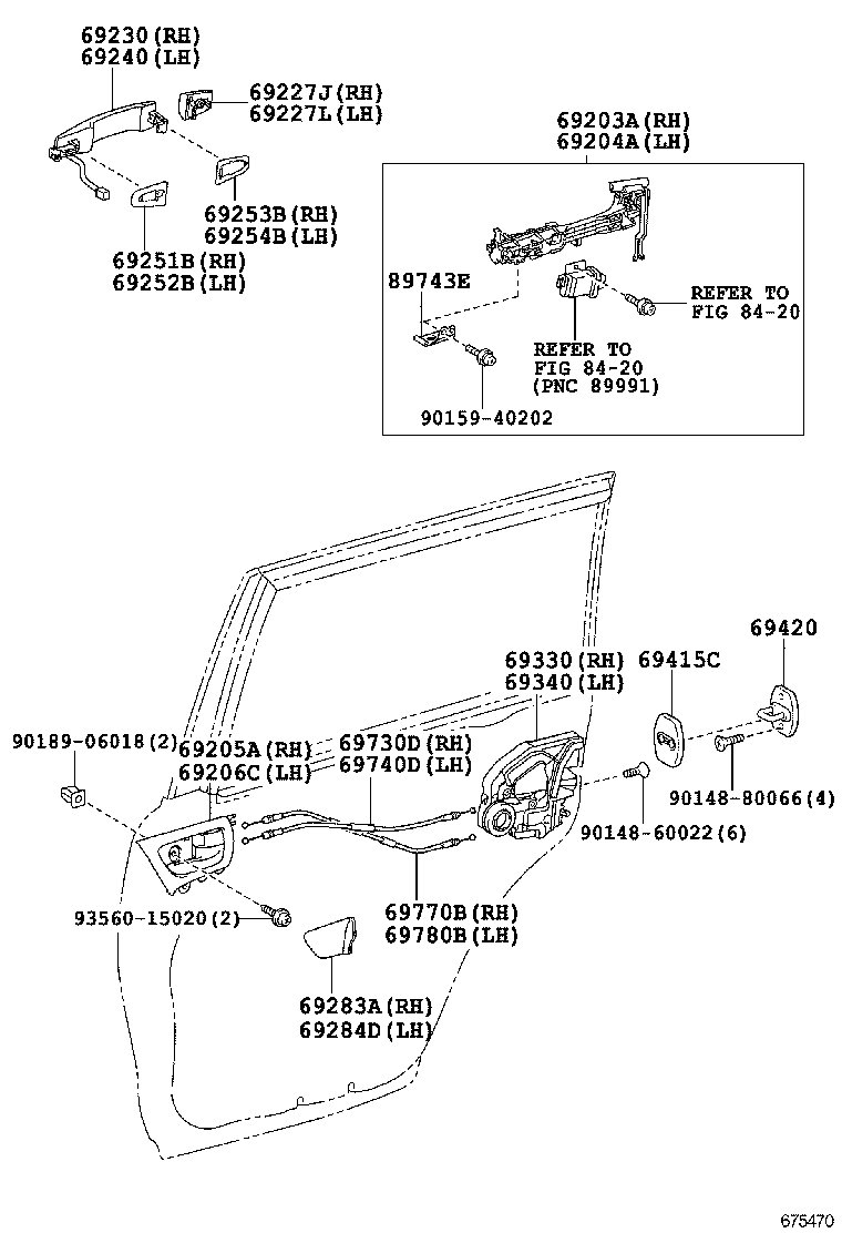 69050-60130 LOCK ASSY, REAR DOOR, RH product image