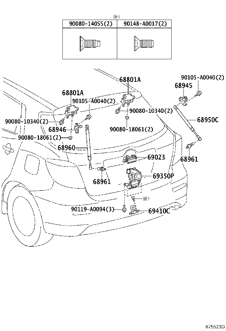 Toyota 68810-02060 HINGE SUB-ASSY, BACK DOOR, UPPER