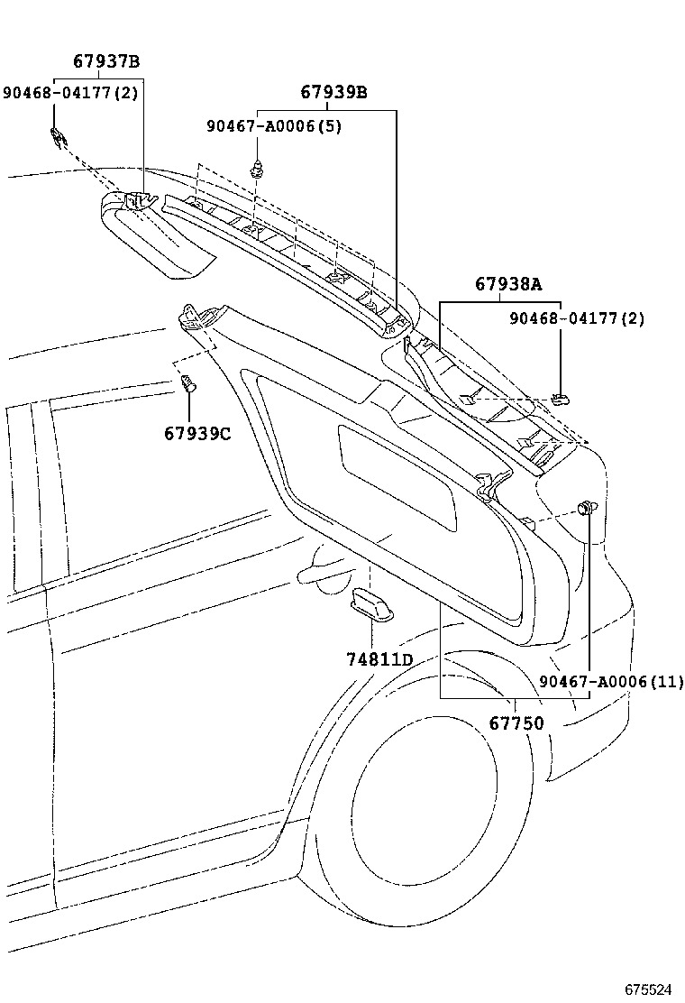 67881-02090 WEATHERSTRIP, BACK DOOR product image