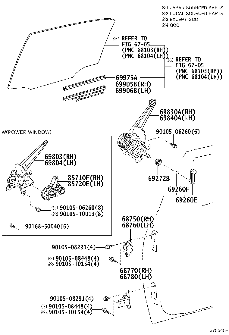 69830-02320 REGULATOR ASSY, REAR DOOR WINDOW, RH product image