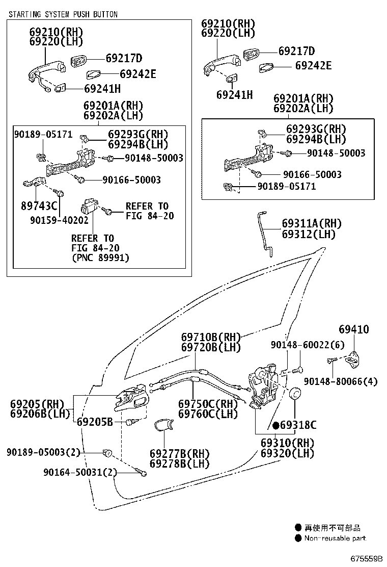 Toyota 69201-52060 FRAME SUB-ASSY, FRONT DOOR OUTSIDE HANDLE, RH