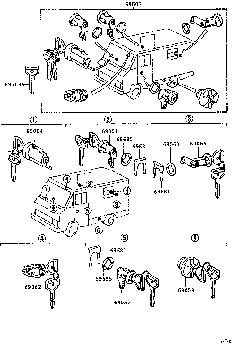 69005-25030 CYLINDER SET, LOCK product image
