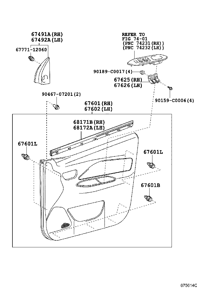 67401-0D030 FRAME SUB-ASSY, FRONT DOOR, FRONT LOWER RH product image