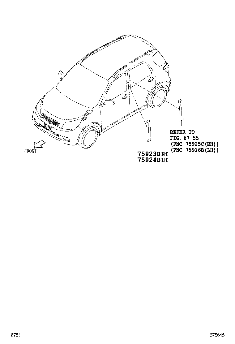 67862-B4010 WEATHERSTRIP, FRONT DOOR, LH product image