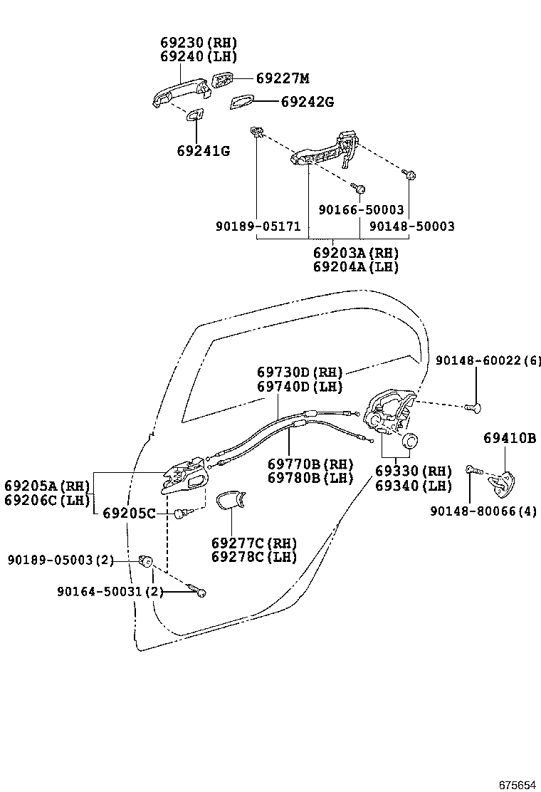 69730-02150 CABLE ASSY, REAR DOOR LOCK REMOTE CONTROL, RH product image