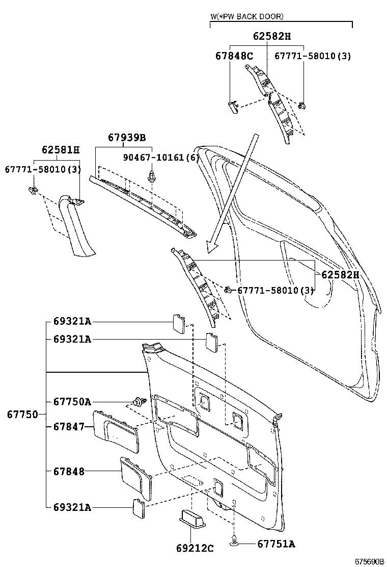 67005-58120 PANEL SUB-ASSY, BACK DOOR product image