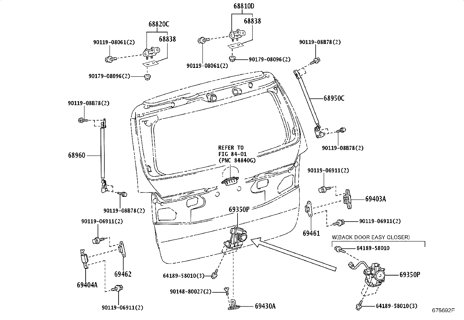 68960-58130 STAY ASSY, BACK DOOR, LH product image