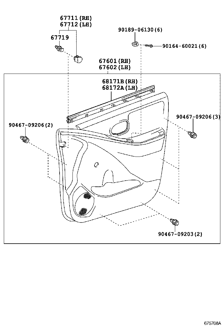 67404-0D080 FRAME SUB-ASSY, FRONT DOOR, REAR LOWER LH product image
