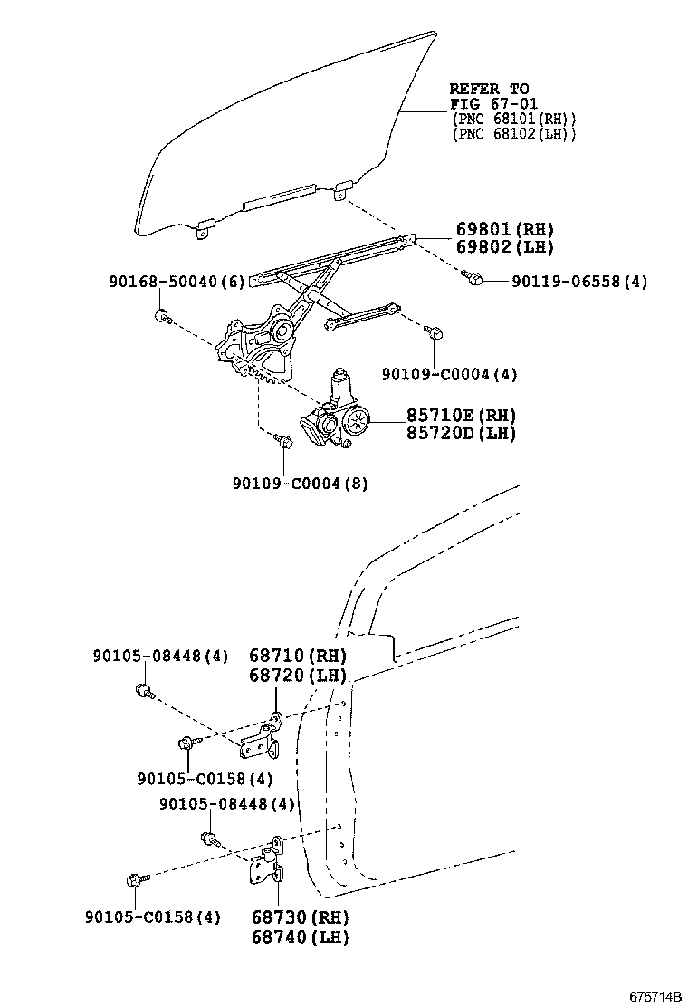 69801-0D130 REGULATOR SUB-ASSY, FRONT DOOR WINDOW, RH product image