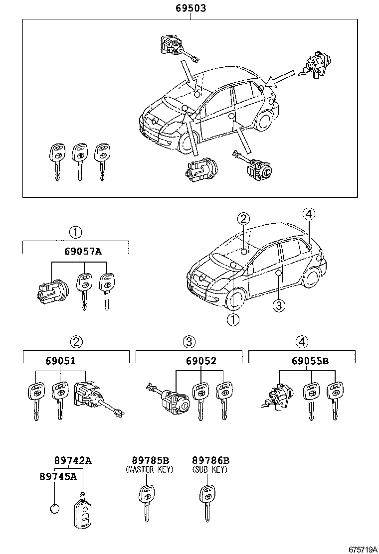 69005-0D291 CYLINDER SET, LOCK product image