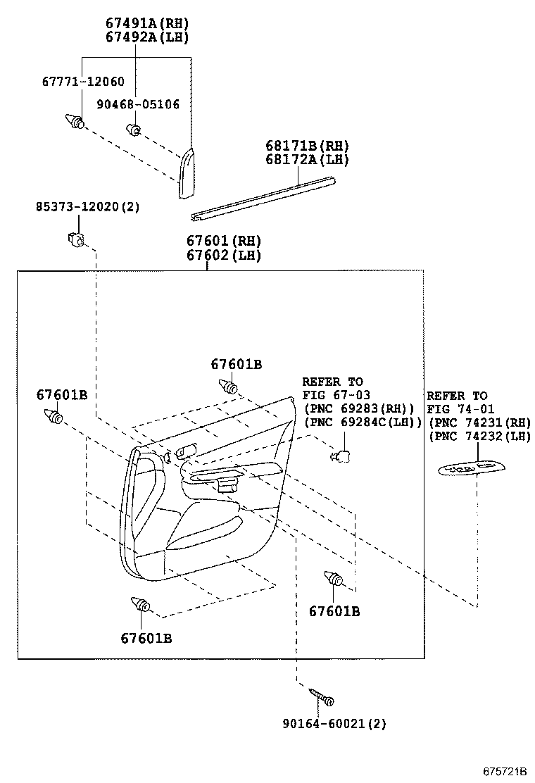 67404-68010 FRAME SUB-ASSY, FRONT DOOR, REAR LOWER LH product image