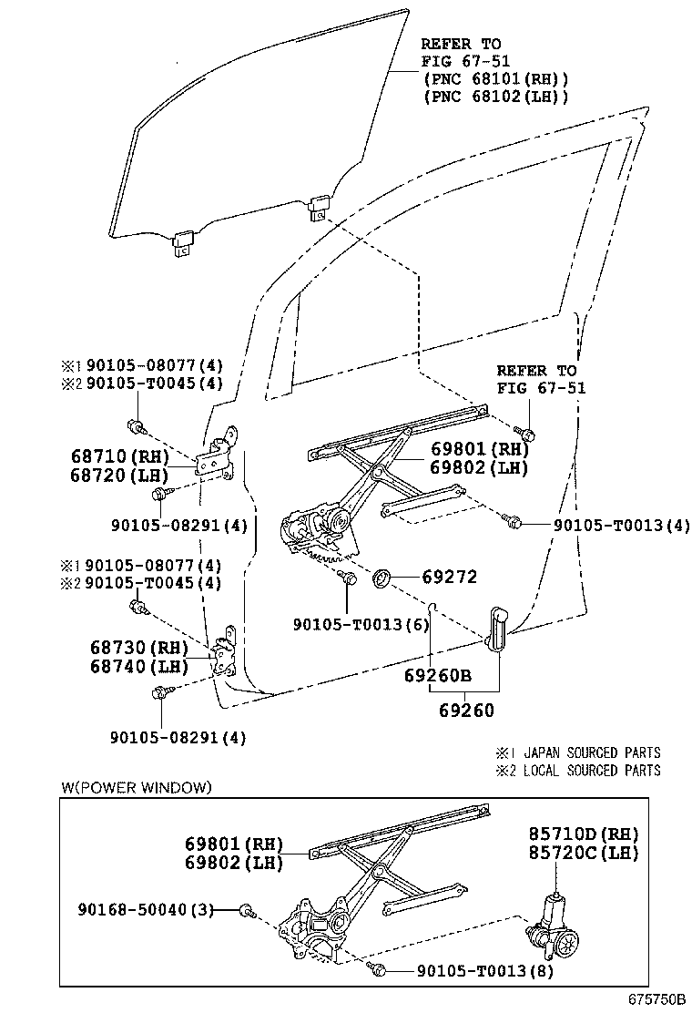 69801-0K060 REGULATOR SUB-ASSY, FRONT DOOR WINDOW, RH product image
