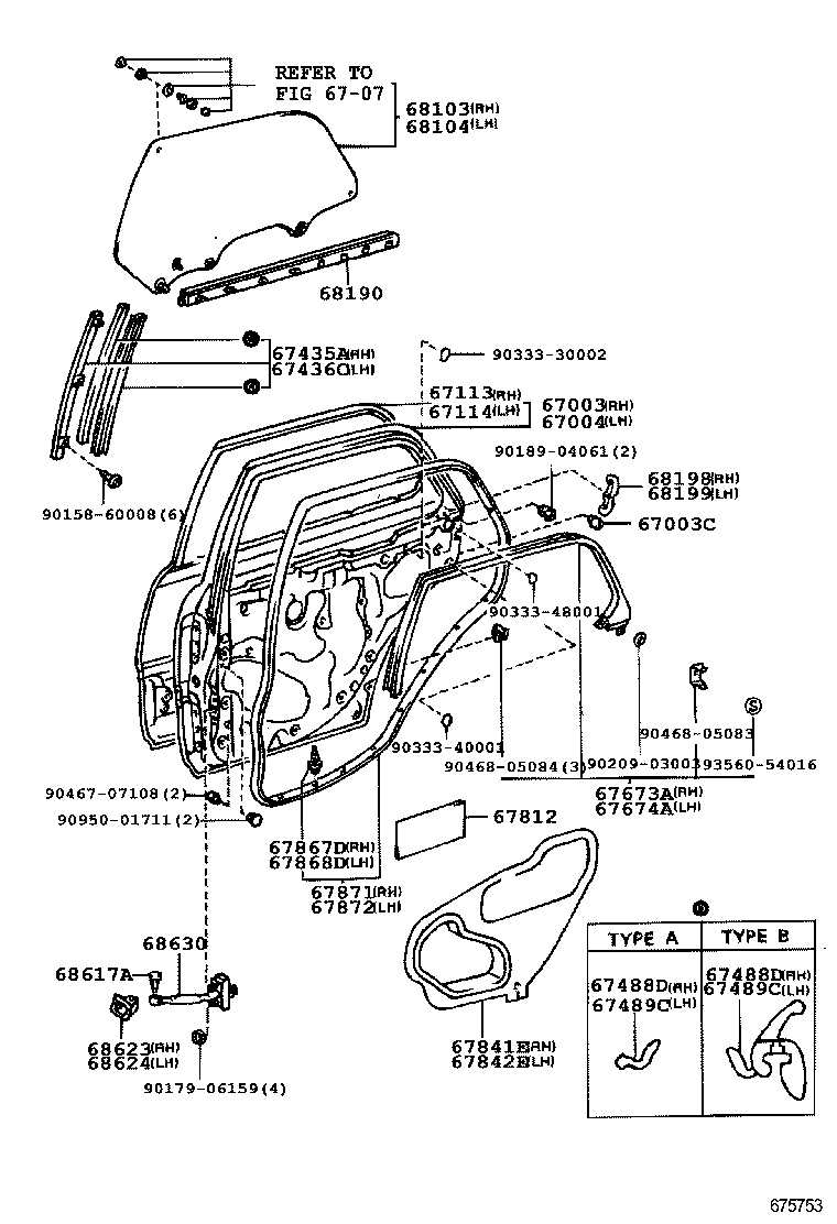 67871-50010 WEATHERSTRIP, REAR DOOR, RH product image