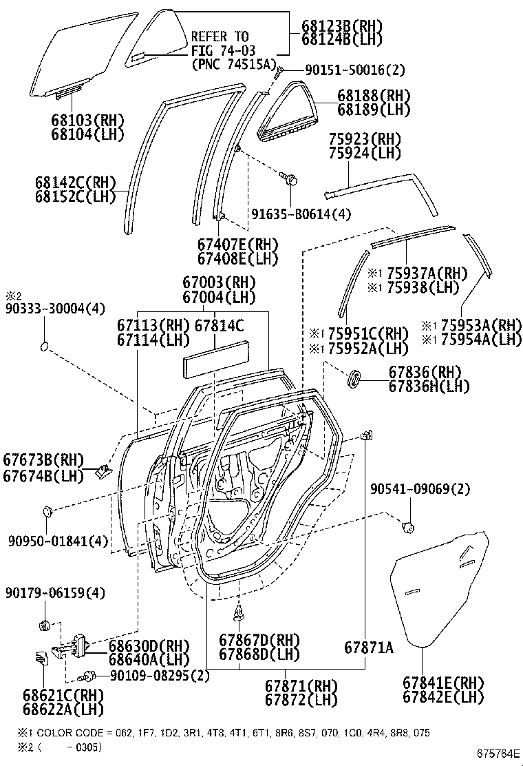 67871-48030 WEATHERSTRIP, REAR DOOR, RH product image