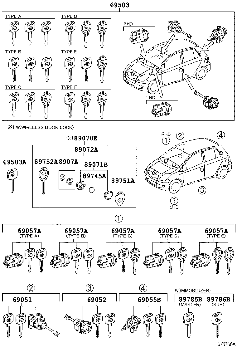69005-52G40 CYLINDER SET, LOCK product image
