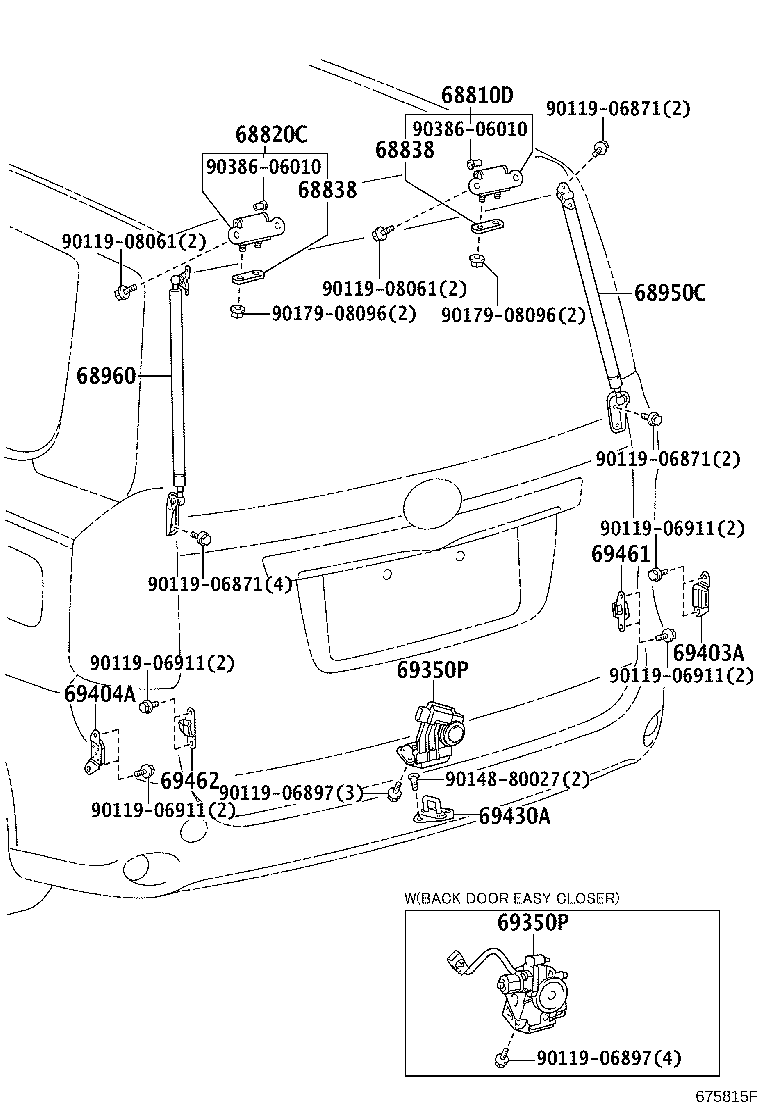 68960-28392 STAY ASSY, BACK DOOR, LH product image