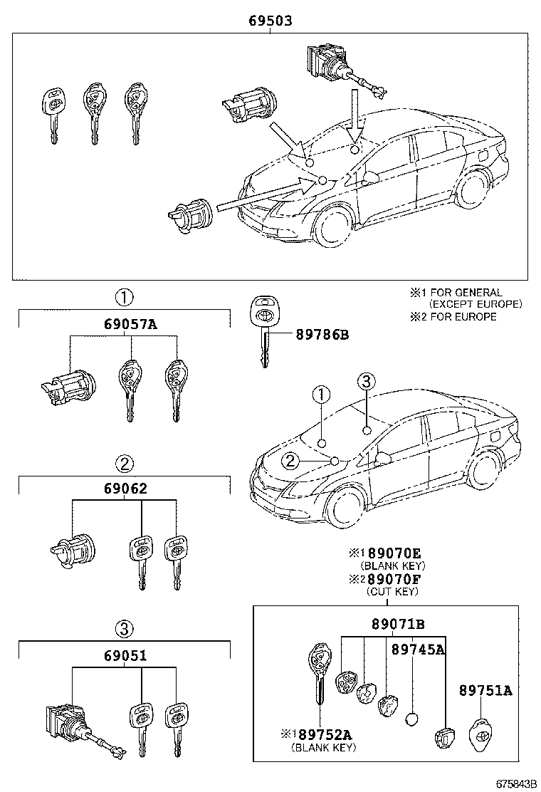 69005-05160 CYLINDER SET, LOCK product image