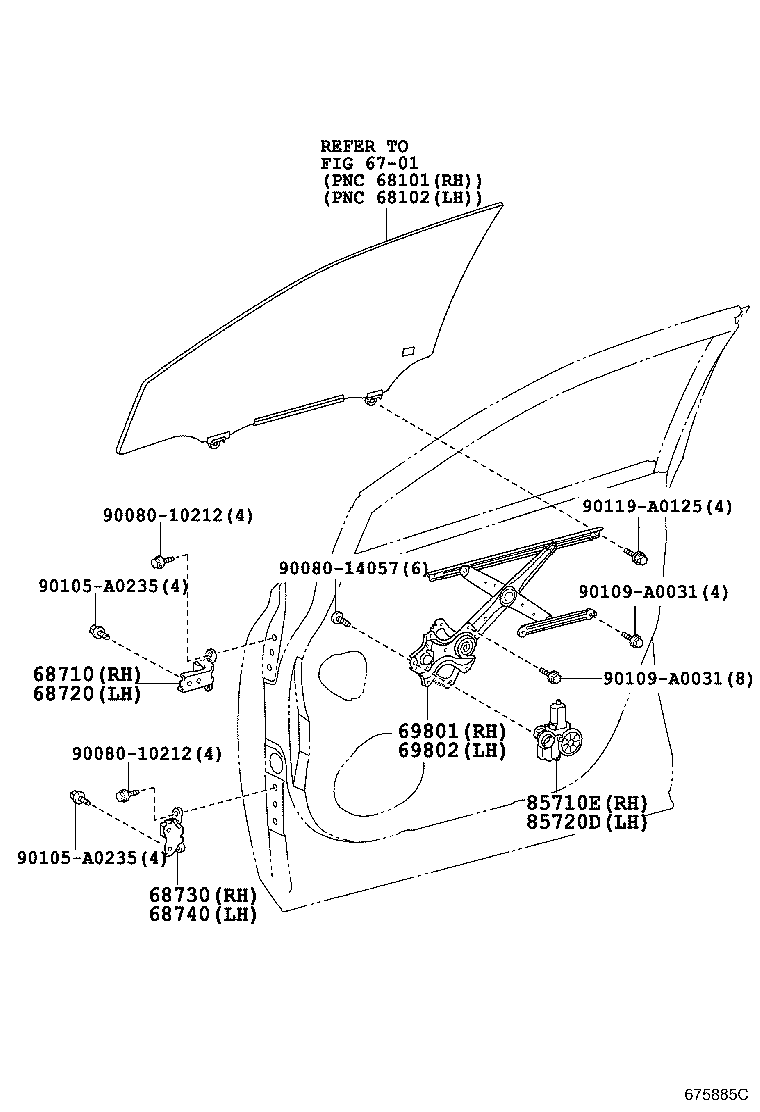 Toyota 85710-0E021 MOTOR ASSY, POWER WINDOW REGULATOR, RH