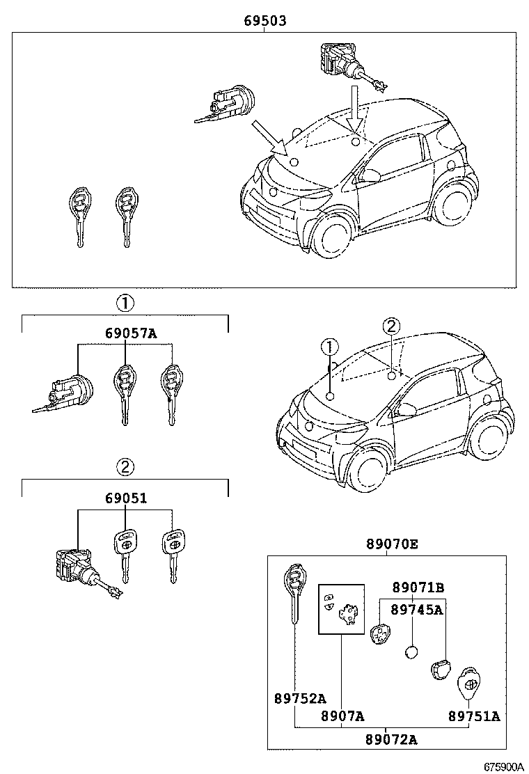 69005-74130 CYLINDER SET, LOCK product image