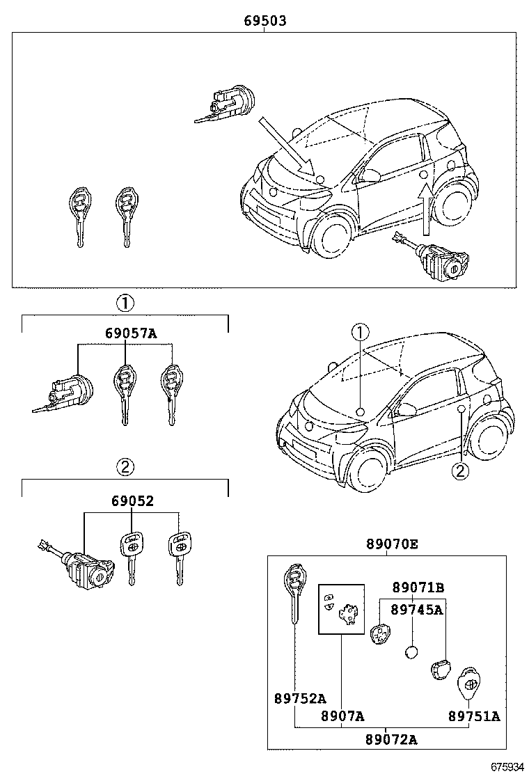 69005-74130 CYLINDER SET, LOCK product image