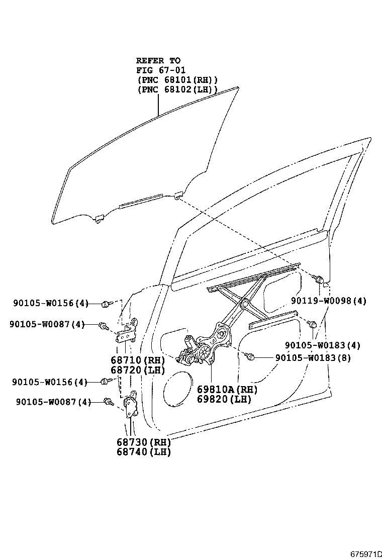69820-0F020 REGULATOR ASSY, FRONT DOOR WINDOW, LH product image