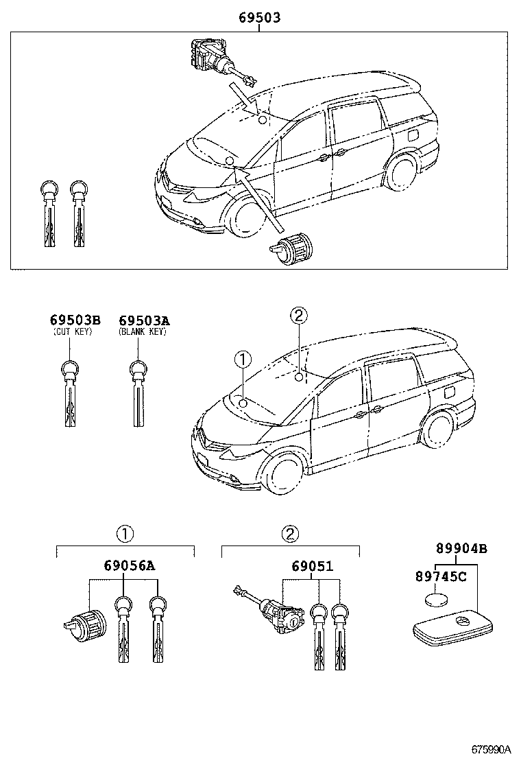 69005-28B50 CYLINDER SET, LOCK product image