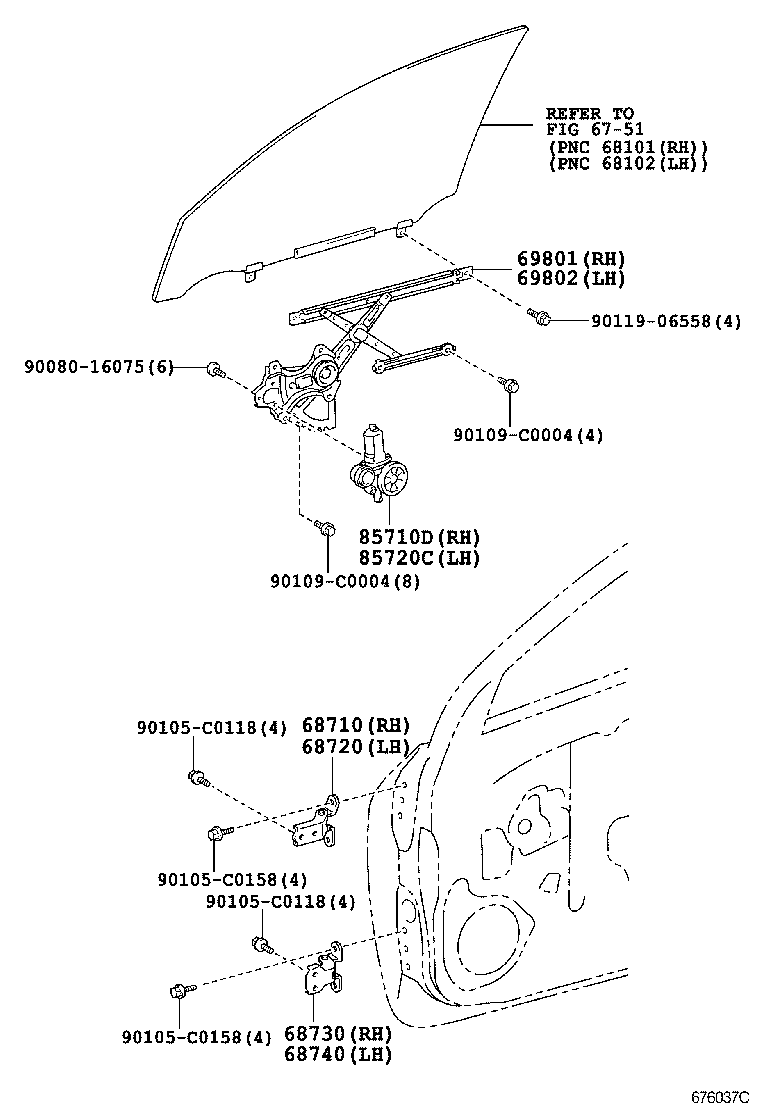 69801-0R020 REGULATOR SUB-ASSY, FRONT DOOR WINDOW, RH product image