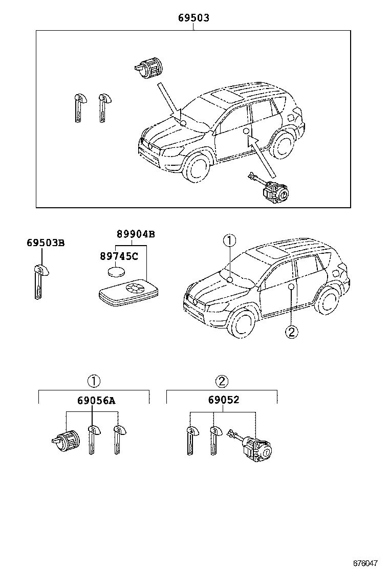 69005-0R010 CYLINDER SET, LOCK product image