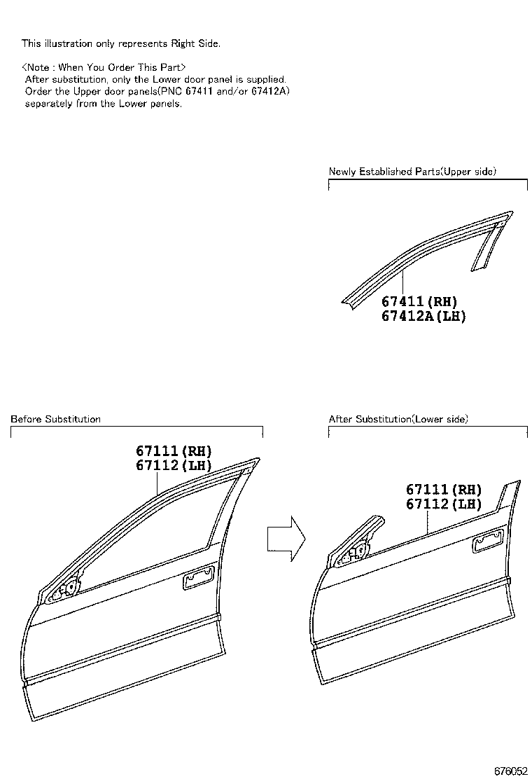 67412-33050 FRAME, FRONT DOOR WINDOW, FRONT UPPER LH product image
