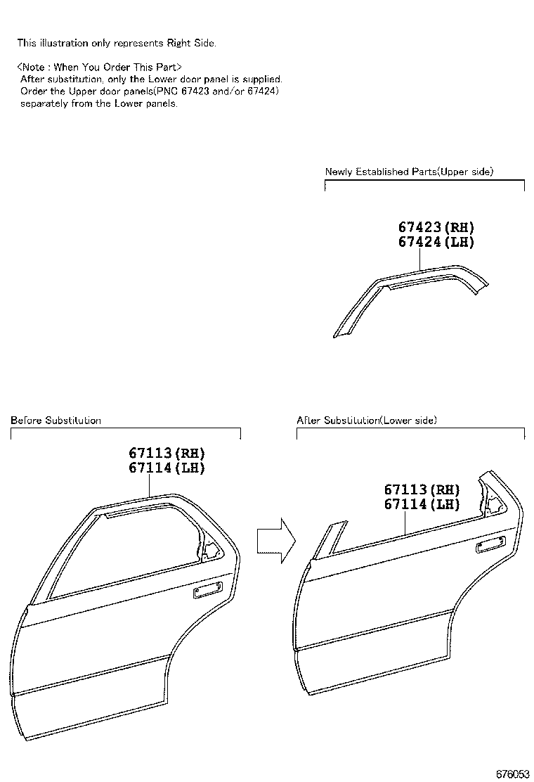67003-33060 PANEL SUB-ASSY, REAR DOOR, RH product image