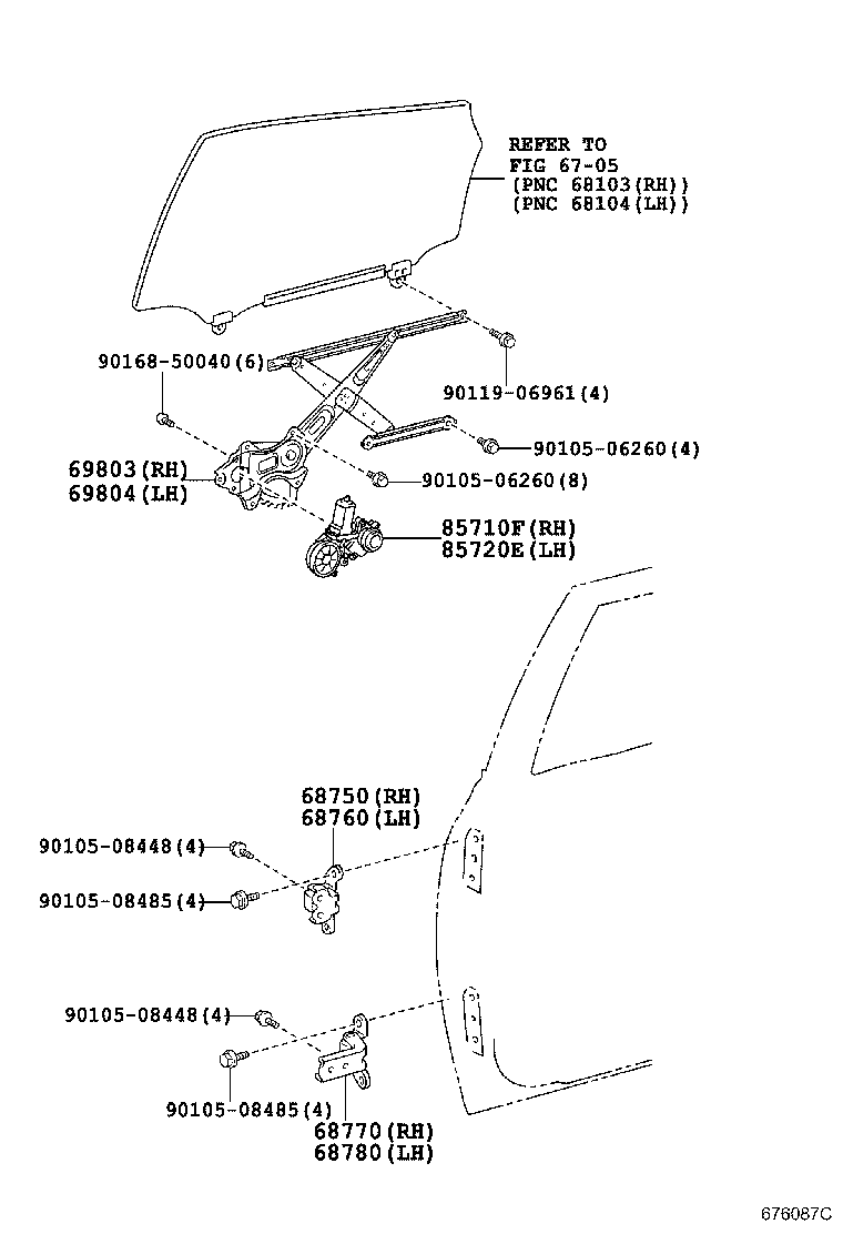 85720-68020 MOTOR ASSY, POWER WINDOW REGULATOR, LH product image
