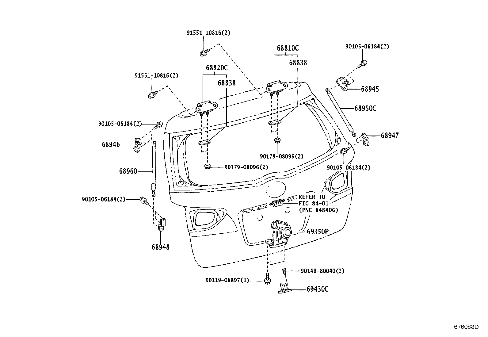 68945-68020 BRACKET, BACK DOOR DAMPER STAY, UPPER RH product image